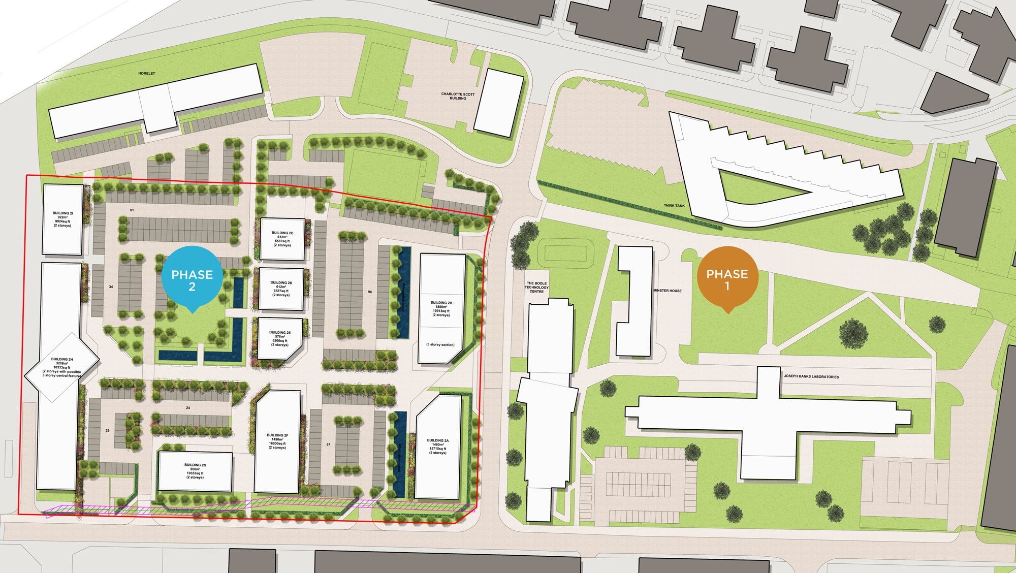 Landscape plan of Lincoln Science & Innovation Park