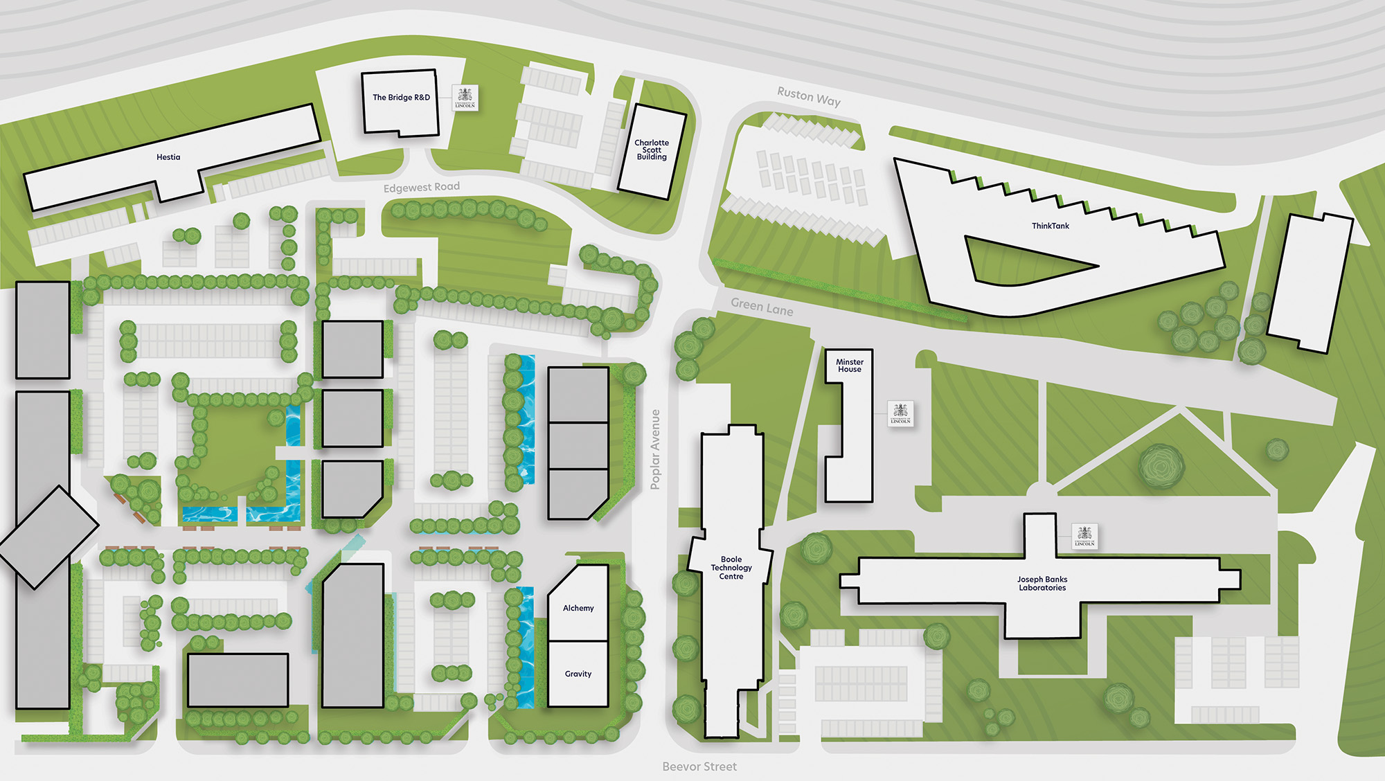 Landscape plan of Lincoln Science & Innovation Park